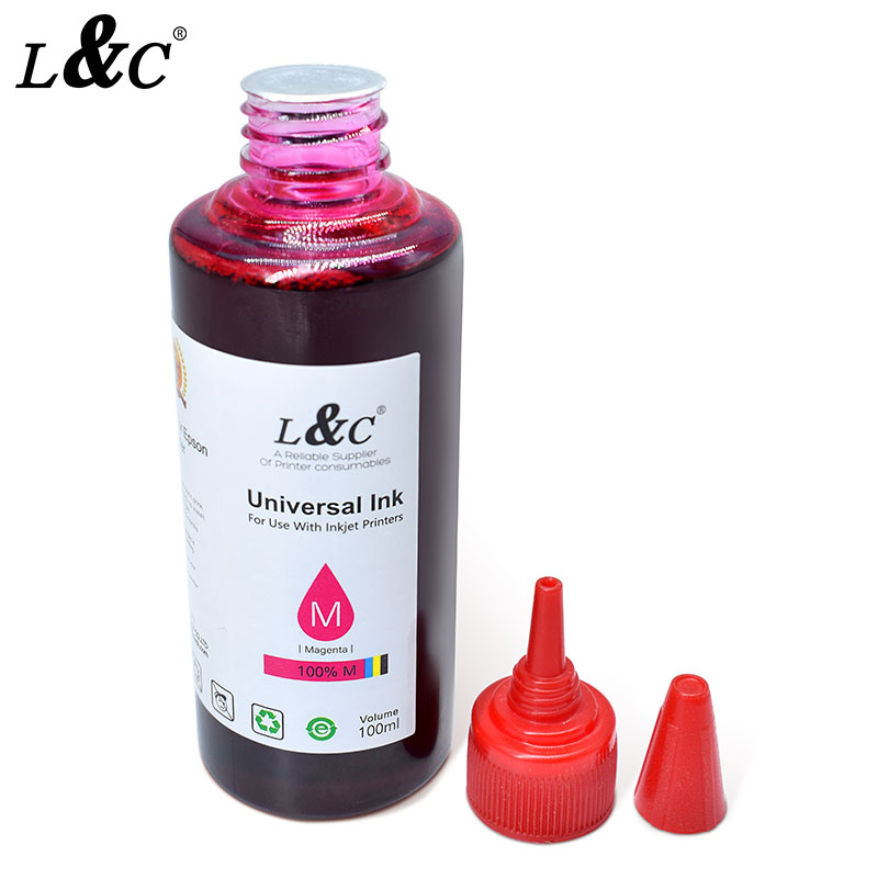 L&C 工厂批发 100 毫升补充装喷墨打印机优质染料通用墨水适用于台式打印机惠普爱普生兄弟佳能 4 色